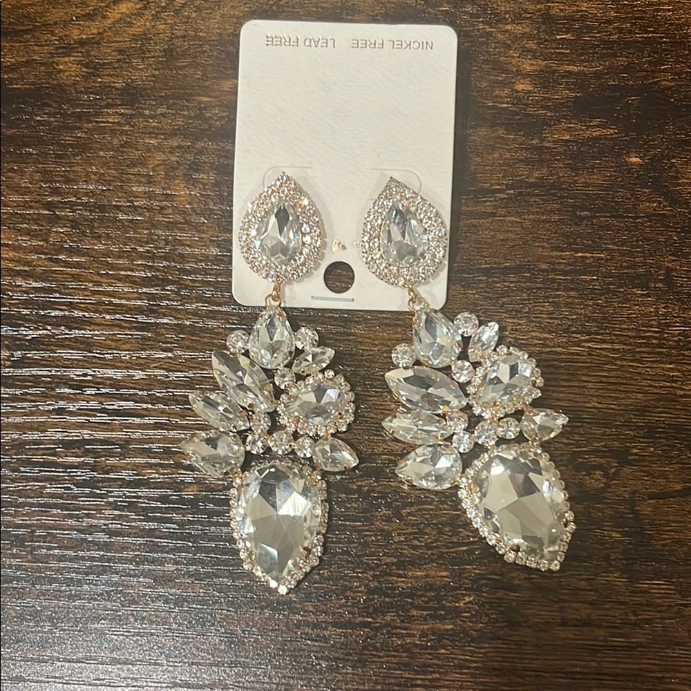 Elegant Silver Crystal Drop Earrings